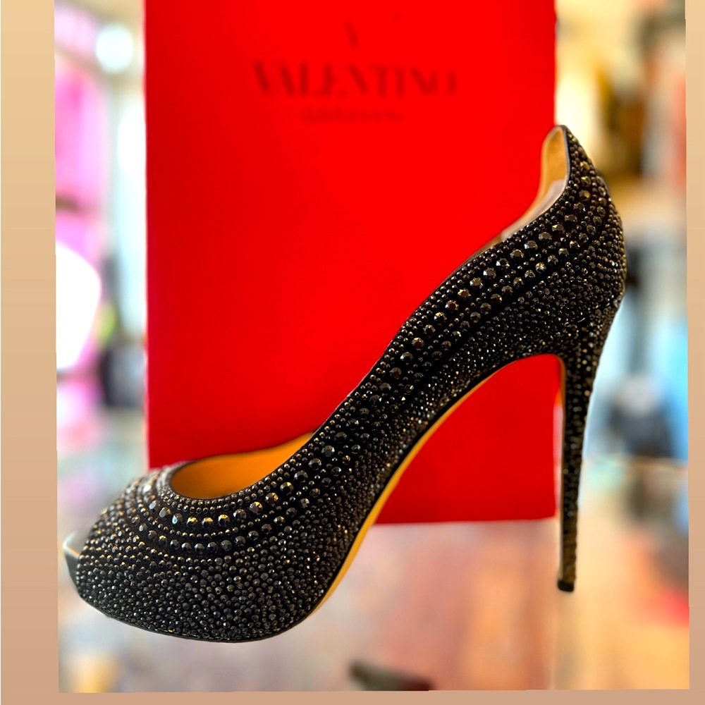 Peep toe Beaded Heels